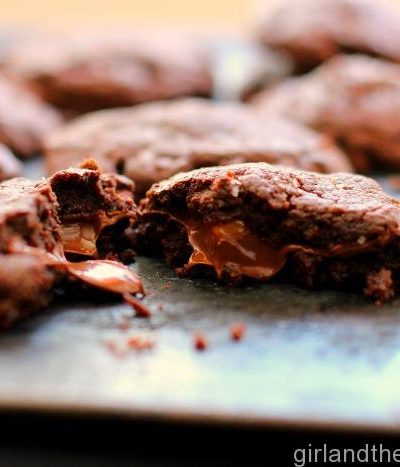 Salted Caramel and Nutella Stuffed Fudgy Cookies-007