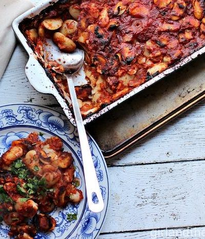 Greek Style Baked Beans -Girl and the Kitchen Feature