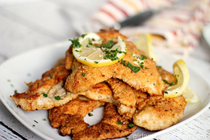 Matzo Breaded Crispy Chicken Breast with Lemon - Girl and the Kitchen