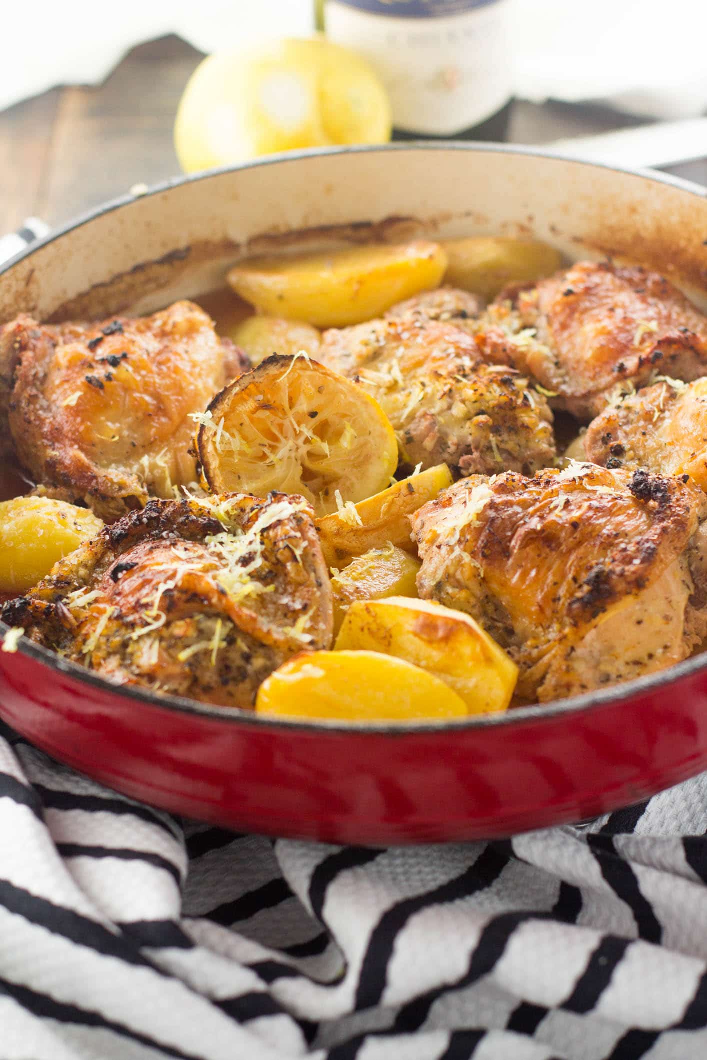 My One Pot Greek Chicken is full of bright lemony flavors and super tender potatoes. All made in one pot with maximum flavor and minimum clean-up!