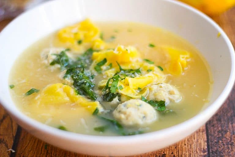 Tortellini en Brodo con Polpetti…Italian Meatball Soup with Tortellini