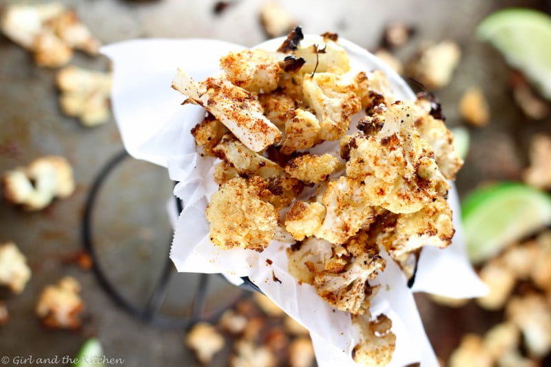 Chipotle Lime Oven Roasted Cauliflower Popcorn Girl and the Kitchen