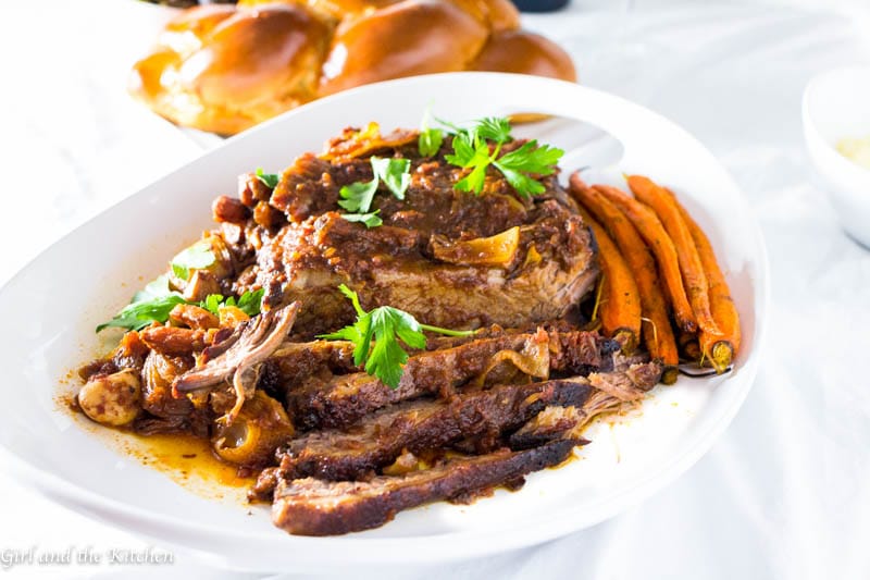 A simple and mouthwatering oven cooked brisket that is truly fuss free! Delicious, tender and freezer encouraged!!! This is the ULITMATE crowd pleaser! This is part of my perfect high holiday meal! With plenty of make ahead and freeze options...your dinner table this year will be a breeze!