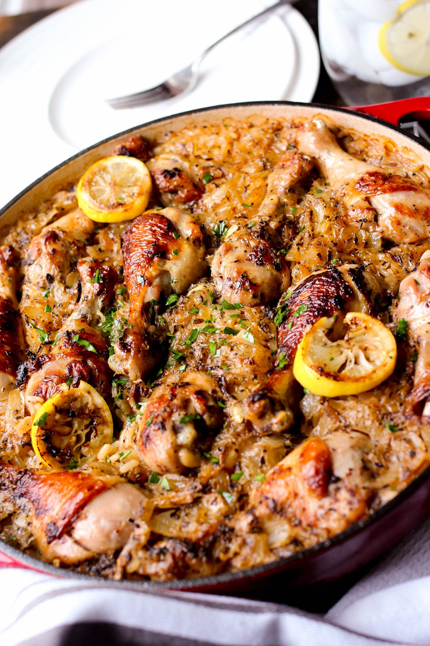 One Pot Roasted Greek Chicken And Rice