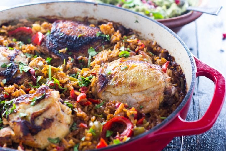 One Pot Chicken Fajitas and Rice