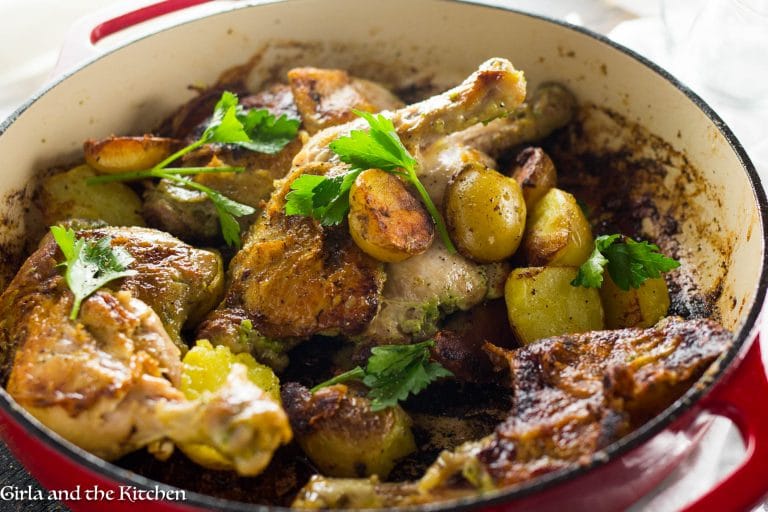 One Pot Garlic Chicken and Potatoes…Цыпленок табака