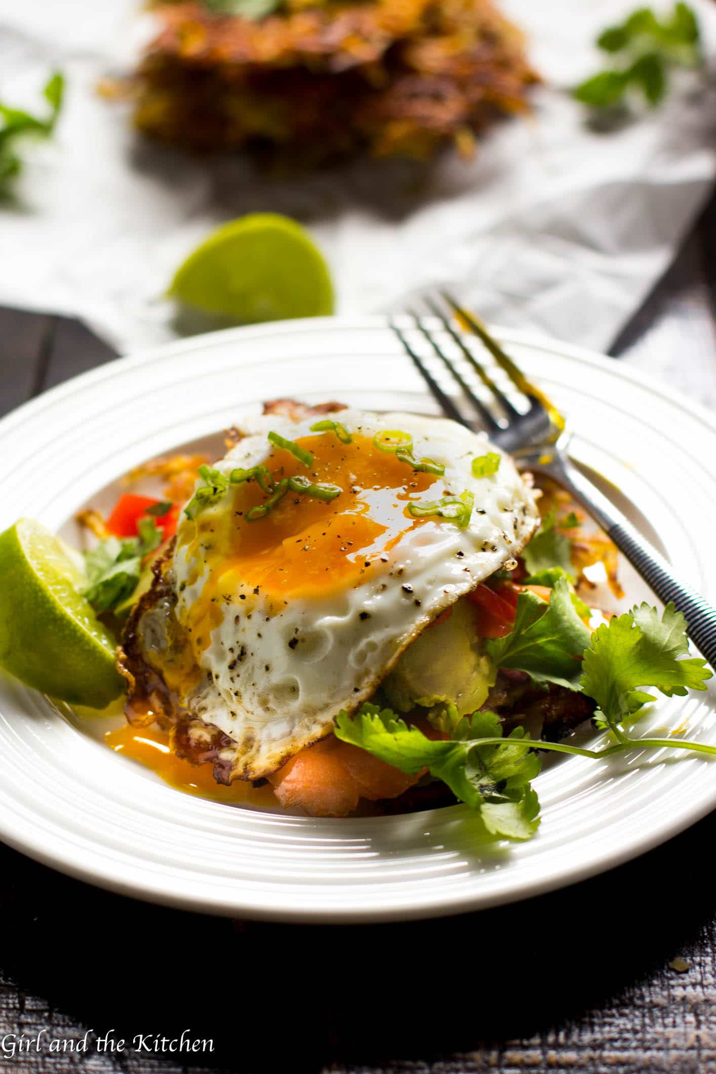 Hash Brown Breakfast Tostada with Smoked Salmon - Girl and the Kitchen