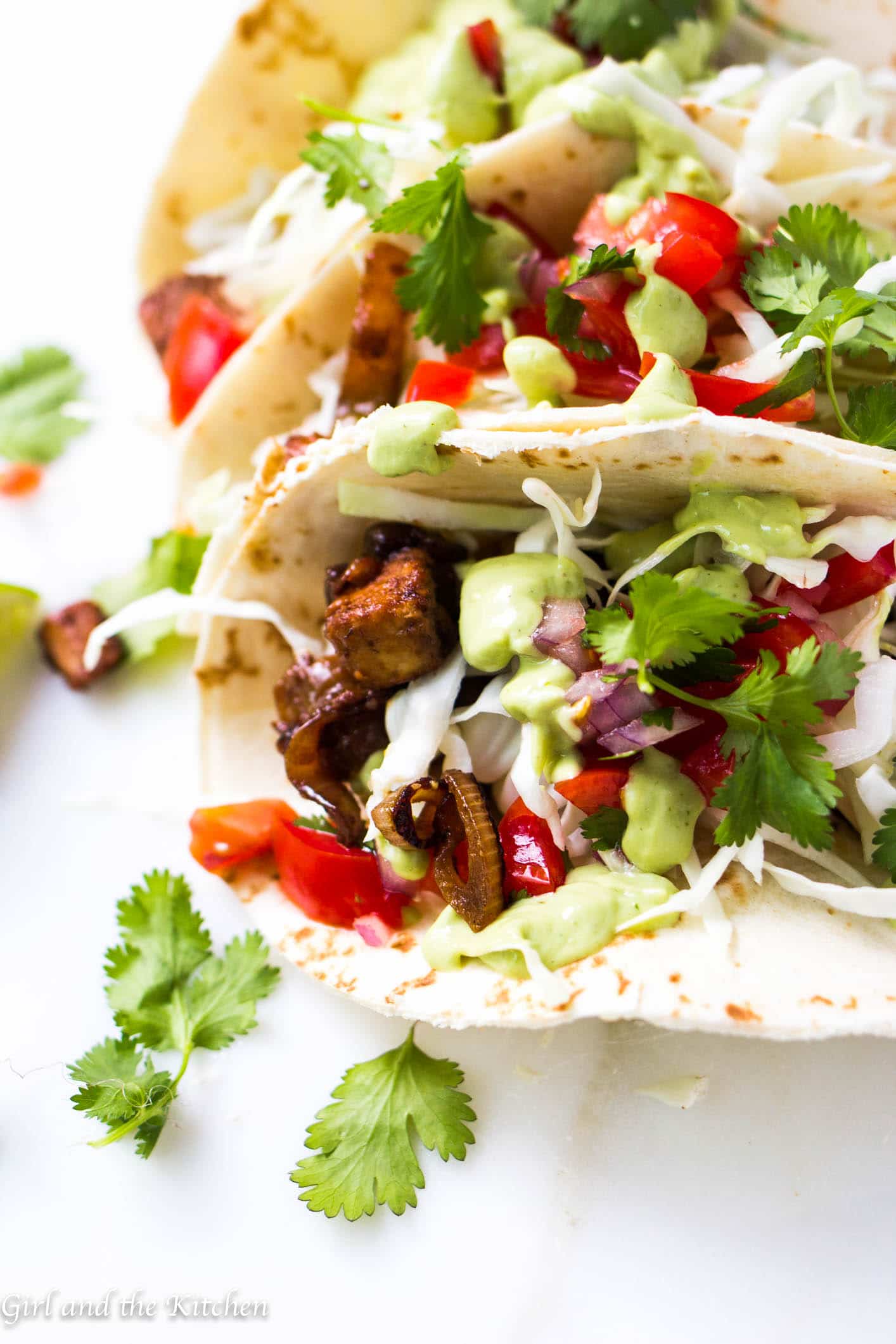 Vegetarian Tacos with Avocado Crema - Girl and the Kitchen