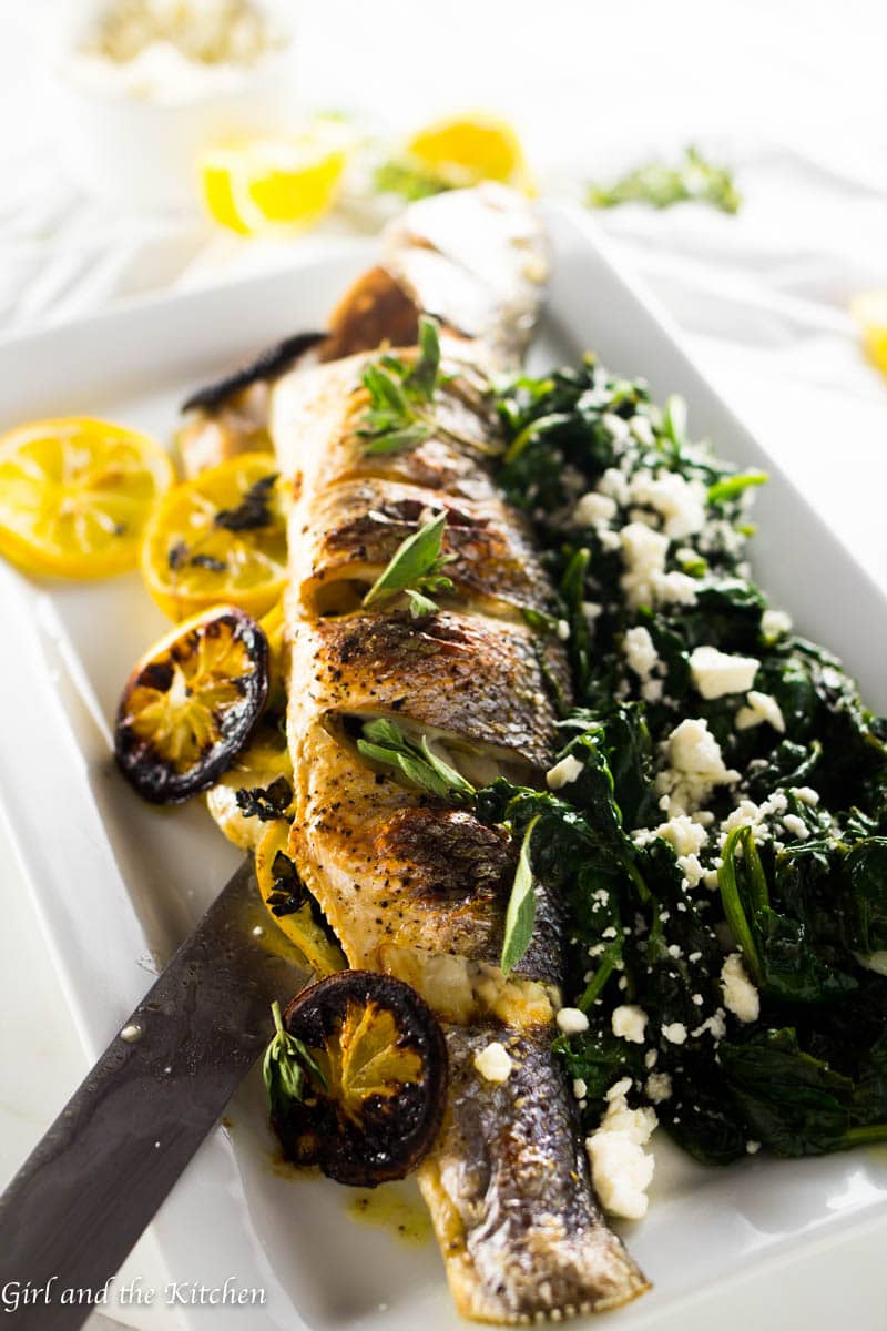 Greek Whole Roasted Branzino Girl And The Kitchen