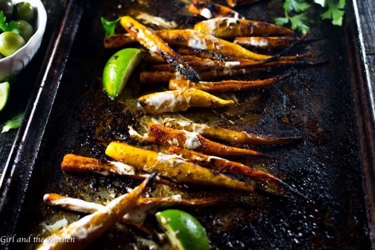 Moroccan Roasted Carrots with Garlicky Yogurt Sauce