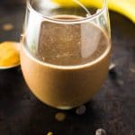 Meet a protein smoothie that tastes like a dessert indulgence! Loaded with dark chocolate, bananas, peanut butter and good for you protein this smoothie will make your muscles and your belly happy!