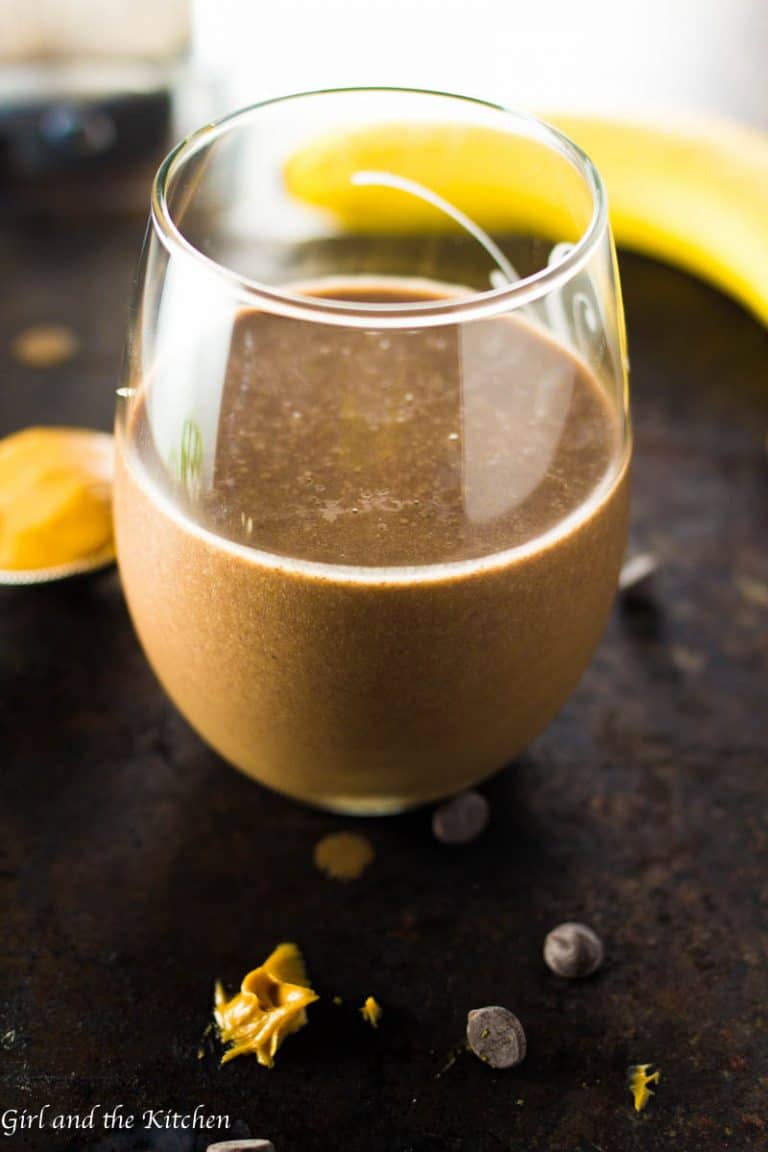 Vegan Chocolate Peanut Butter Banana Protein Smoothie - Girl and the ...