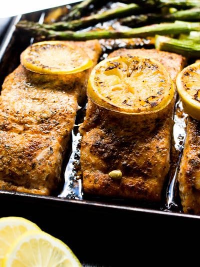 One pan cajun salmon and asparagus is the ultimate dinner! Healthy, delicious and on the table in 15 minutes! Who needs takeout when a meal this good is less than 30 minutes away.