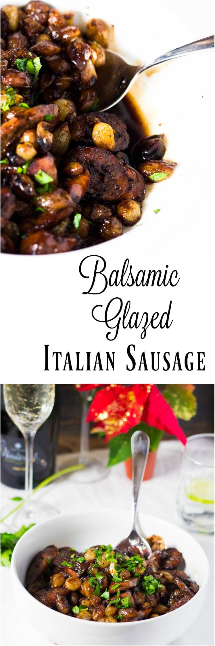 These one pan Balsamic Glazed Italian Sausage and Onions are an elegant twist on an Italian classic. Perfectly tender and gorgeously glossed this one pan meal will make you shine this holiday season! Plus, as with all great holiday must haves, these are make ahead friendly.