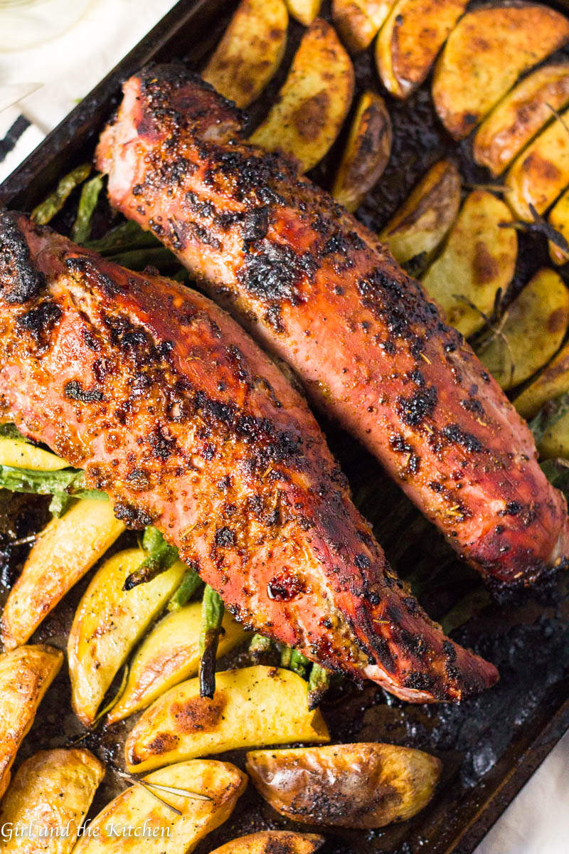 One Pan Roasted Pork Tenderloin With Veggies 30 Minute Meal Girl And The Kitchen