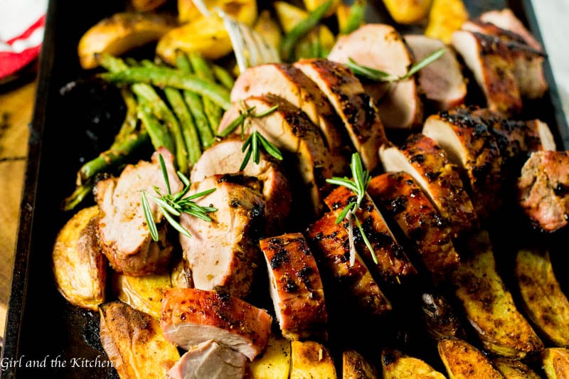 One Pan Roasted Pork Tenderloin With Veggies 30 Minute Meal Girl And The Kitchen