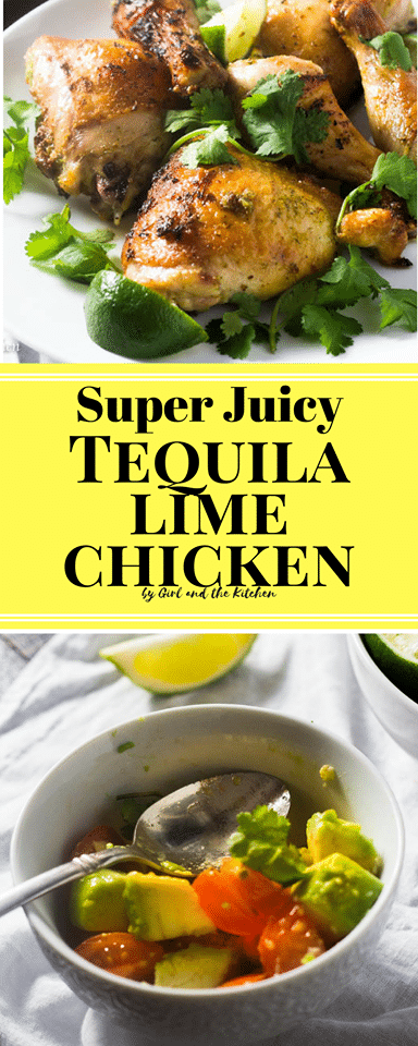 Forget the over dry and tasteless Mexican style chicken, my Baked Tequila Lime Chicken is not only super easy but is loaded with flavor and bursting with juices! Plus while it is marinade recommended it is not necessary making this chicken the perfect quick dinner meal!