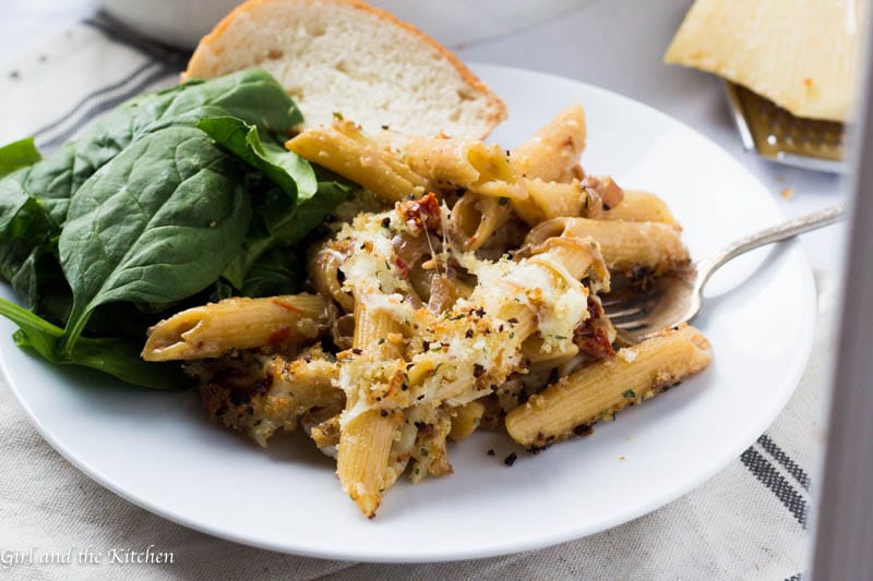Creamy Parmesan and Sun-dried Tomato Pasta Bake - Girl and the Kitchen