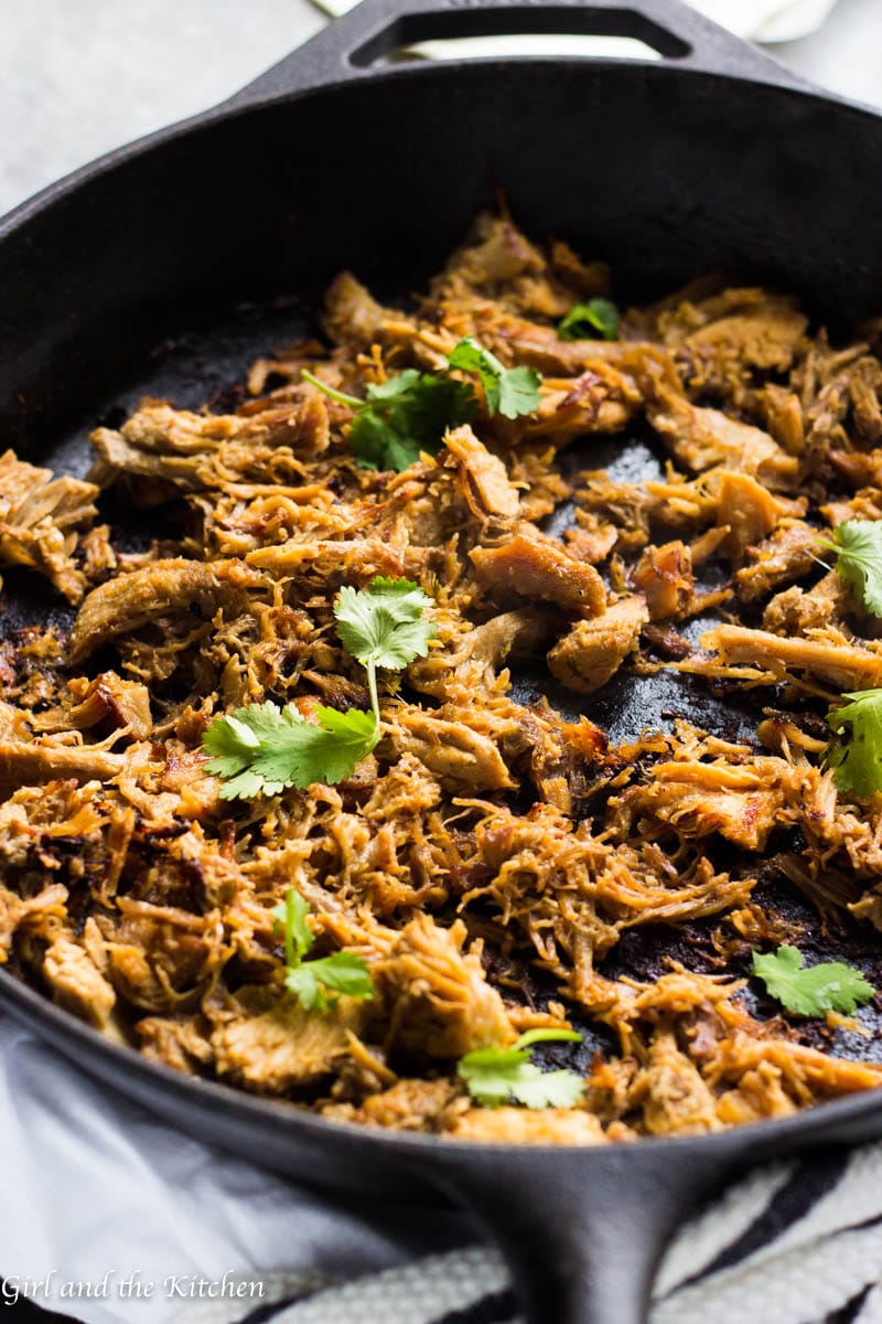 This Instant Pot Pulled Pork makes for the ultimate carnitas!!! Loaded with just the right flavors and ridiculously simple this is the only Mexican pulled pork recipe you will ever need, plus learn how to get gloriously crispy bits that are perfect in tacos!