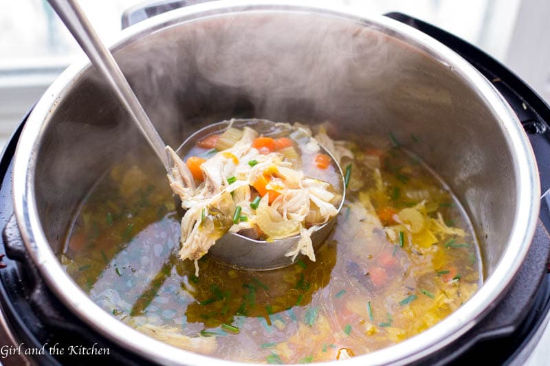 Learn how to make instant pot chicken soup with this delicious guide!  The recipe is absurdly simple yet  filled with loads of hearty flavor all with the added bonus of a one pit meal!