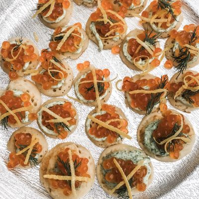 canapes with red caviar