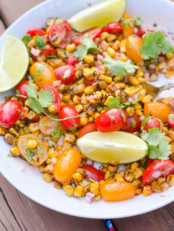 corn and tomatoes and lime in a bowl - Girl and the Kitchen