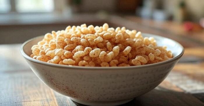 own puffed rice, carefully transfer rice
